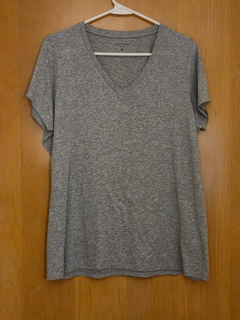 Mott & Bow Womens V-Neck Fitted Marcy Tee Shirt Gray Pima Cotton Modal Size XL